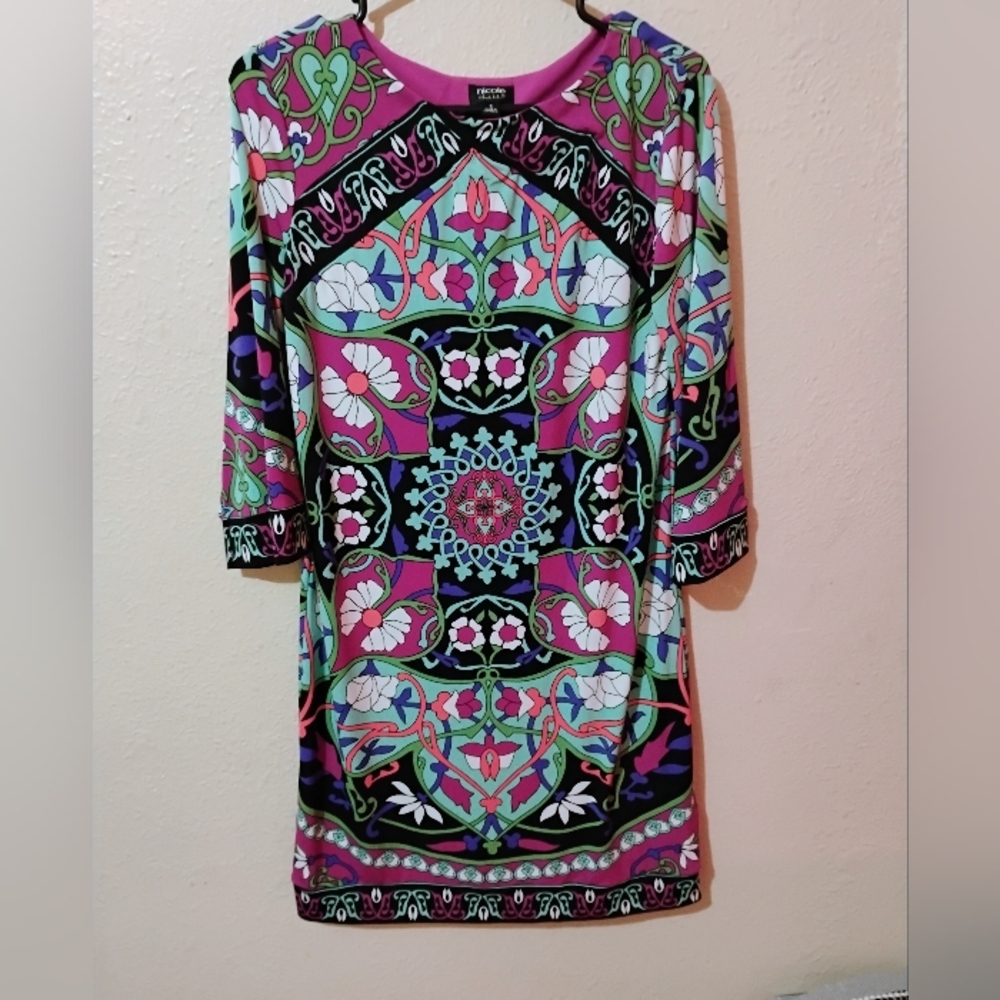🌞 7 for $12 Nicole By Nicole Miller Size Small Magenta Floral Print Shift Dress